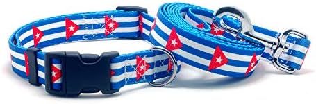 צווארון כלבים ורצועה מוגדרים עם דגל הקובה | נהדר לחגים קובניים, אירועים מיוחדים, פסטיבלים, ימי עצמאות וכל יום חזק